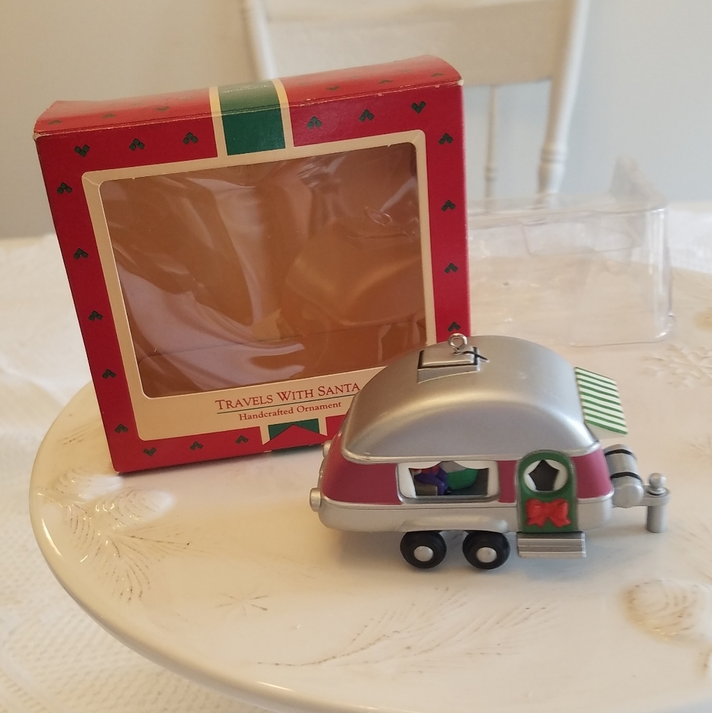 Vintage 1988 Hallmark Handcrafted  Ornament Travels with Santa Keepsake